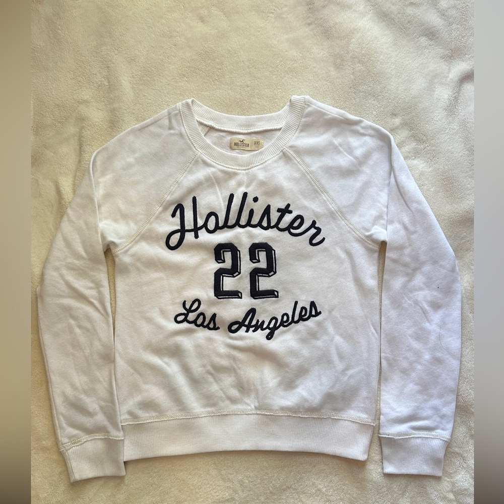Hollister Cream Sweatshirt with Black Embroidery